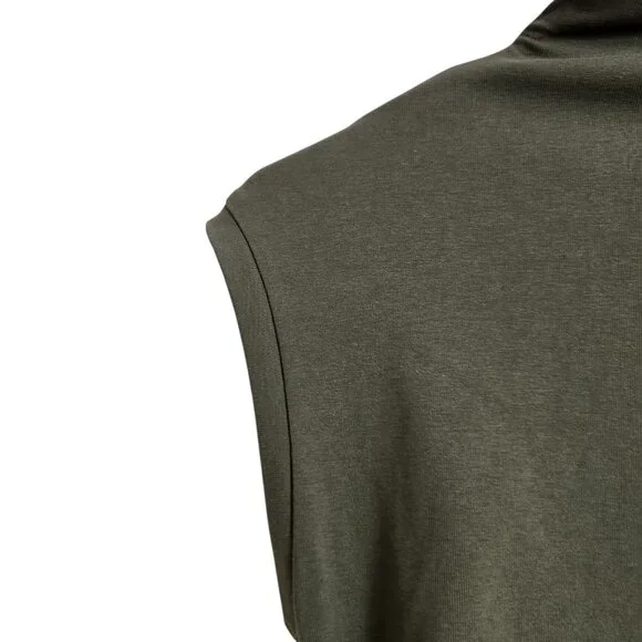 OGL Move Mockneck Tucks Slim Fit Midi Length Dress Ruched Olive Green Size M NEW - Picture 9 of 16